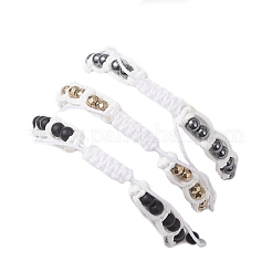 3 bracelet tressé en perles rondes d'agate noire teinte naturelle et d'hématite synthétique non magnétique pour hommes et femmes&nbsp;BJEW-JB12544