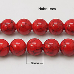 Filo di perline turchesi sintetici&nbsp;TURQ-H038-6mm-XXS17