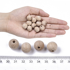 Ungefärbte natürliche Buchenholzperlen&nbsp;X-WOOD-T020-01B