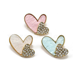 12 pz 3 colori spille in lega con doppio cuore e strass per vestiti zaino&nbsp;JEWB-A033-01G
