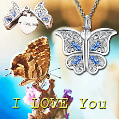 Halsketten mit Schmetterlingsanhänger „I Love You“ aus Capri-Blau für Damen&nbsp;WG31A73-04
