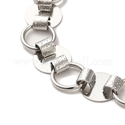 Bracciale a catena a maglie tonde piatte in acciaio inossidabile 304 anti-ossidazione&nbsp;BJEW-Q776-02B-01