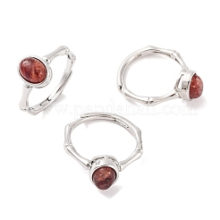 Ovale verstellbare Ringe aus Natursteingemisch&nbsp;RJEW-Q817-04P