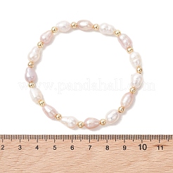 Stretcharmbänder aus natürlichen Süßwasserzuchtperlen und 304-Edelstahlperlen für Damen&nbsp;BJEW-JB13518