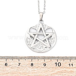 Colliers avec pendentif pentagramme viking en acier inoxydable 304&nbsp;NJEW-M096-01P