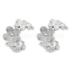 Orecchini a polsino con fiore in acciaio inossidabile 304 per donna&nbsp;LS-EJEW-A118-03P