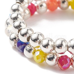 2 Stück 2 Stil Glas- und Messingperlen Stretch-Fingerringe mit Anhängern für Frauen&nbsp;RJEW-JR00480
