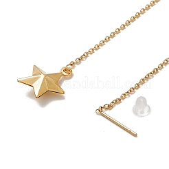 PVD-Vakuumbeschichtung 304 Edelstahl lange Kette mit baumelnden Stern-Ohrsteckern für Damen&nbsp;EJEW-A068-04G
