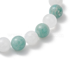 Pulseras elásticas con cuentas de amazonita natural y jade blanco para mujer&nbsp;BJEW-JB13369