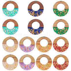 14 colgante de resina opaca y madera de nogal de 7 colores.&nbsp;RESI-TA0005-13