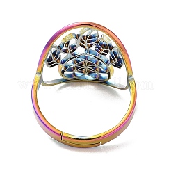 Ionenplattierung (IP) 304 Edelstahl gewebtes Netz/Netz mit Feder verstellbarer Ring für Frauen&nbsp;RJEW-M149-26RC