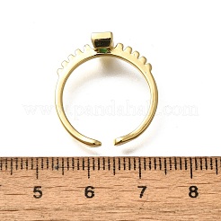 Rechteckige Manschettenringe aus Messing und Glas für Damen&nbsp;RJEW-G340-01G