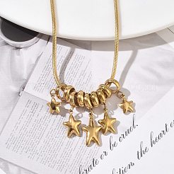 Collares con colgante de estrella de acero inoxidable 304&nbsp;SA-CBAFEB5-01G