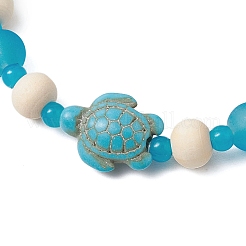 3 bracelet extensible en perles de turquoise synthétique&nbsp;BJEW-JB11124