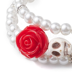 Braccialetti avvolgenti in resina e turchese sintetico&nbsp;BJEW-JB10758
