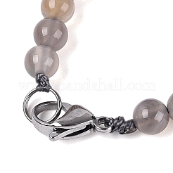 Collares de cuentas redondas y cónicas de ágata gris natural&nbsp;NJEW-N064-03C