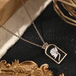 Colliers avec pendentif en forme d'arche avec fleur en laiton émaillé&nbsp;LS-NJEW-H051-06G