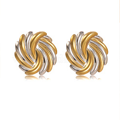 Orecchini a bottone in acciaio inossidabile 304 bicolore&nbsp;WGB768D-01