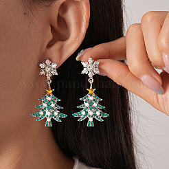 Orecchini pendenti in lega con strass e fiocco di neve a forma di albero di Natale&nbsp;FS-WGD6521-02