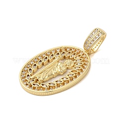 Placage de crémaillère en laiton micro pavé pendentifs en zircone cubique claire&nbsp;KK-C067-09G-02