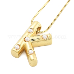 Colliers à chaîne en forme de boîte avec pendentif en forme de lettre en laiton et en plastique pour femmes&nbsp;LS-NJEW-U017-01G-11