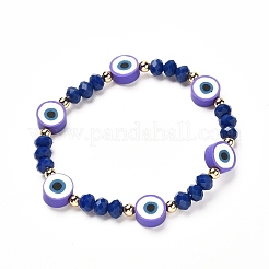 Braccialetto elastico fatto a mano con perline di argilla polimerica malocchio per ragazze donne&nbsp;BJEW-JB06814