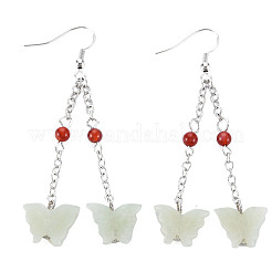 Schmetterling natürliche neue Jade Ohrringe für Mädchenfrauen&nbsp;EJEW-S212-002