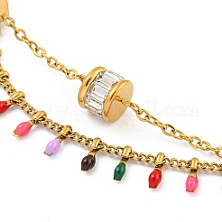 Cavigliere smaltate in acciaio inossidabile boho 304&nbsp;AJEW-P125-01F-G