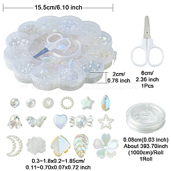DIY-Acryl-Blumenperlen-Stretch-Armband mit Blatt-Charms-Herstellungskits&nbsp;DIY-YW0008-88