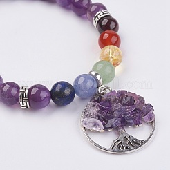 Chakra Schmuck natürliche & synthetische Mischsteinperlen Bettelarmband&nbsp;BJEW-JB03608