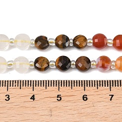 Fili di perle di agata naturale (tinta e riscaldata) e giada bianca tinta e occhio di tigre&nbsp;G-Z135-B09