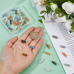45 Stück 9 Farben natürlicher gemischter Edelstein Kupferdraht umwickelt Rechteck Verbinder Charms&nbsp;PALLOY-FH00091