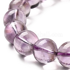 Bracciale elasticizzato con perline rotonde in ametista naturale&nbsp;BJEW-B071-01B