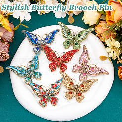 7 Stück 7 Farben Legierung Strass Brosche&nbsp;JEWB-FH0001-65