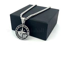 Colliers pendentifs boussole vintage punk en acier inoxydable 304&nbsp;MZ7363