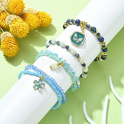 4 Stück 4-teiliges Stretch-Armband-Set mit natürlichen gemischten Edelsteinen und Saatperlen&nbsp;BJEW-JB09606-03