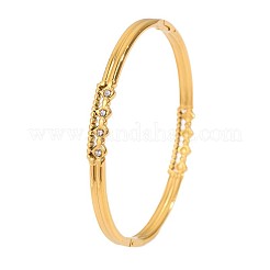 Bracciali rigidi da donna in acciaio inossidabile 304 con rombi di cristallo e strass&nbsp;WG11813-01