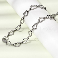 Conjuntos de joyería de pulsera y collar con cadena de eslabones de corazón de acero inoxidable 304&nbsp;SJEW-L199-13P