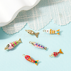 6 pièces 6 styles de pendentifs en laiton plaqué en rack&nbsp;KK-SZ0008-31