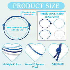 60pcs 4 Farben koreanische gewachste Polyester-Schnur-Armbandherstellung&nbsp;AJEW-CW0001-07