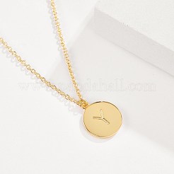 Collana pendente iniziale in ottone&nbsp;NJEW-BB35341-Y