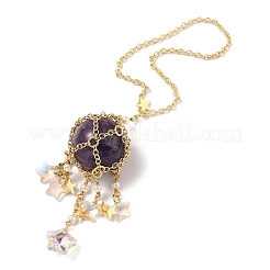 Natürlicher Amethyst mit Gestellbeschichtung aus Messinganhängern&nbsp;AJEW-B023-01G-05
