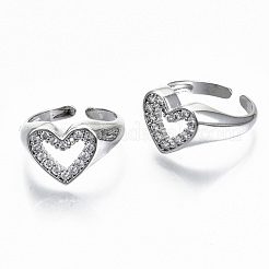 Messing Micro Pave klare Manschettenringe aus Zirkonia&nbsp;RJEW-S045-015P-NR