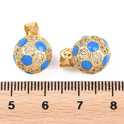 Pendenti con tema sportivo in ottone micro pavé di zirconi cubici trasparenti&nbsp;KK-D232-22G