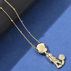 Messing Micro Pave klare Zirkonia Anhänger Halsketten&nbsp;LS-NJEW-M084-01G-01