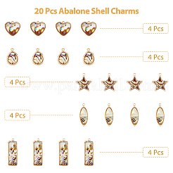 20pcs 5 pendentifs en émail en laiton de style&nbsp;KK-DC0003-02