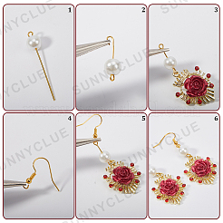 DIY-Set zur Herstellung von Ohrringen aus roter Gothic-Rosenblume&nbsp;DIY-SC0024-35