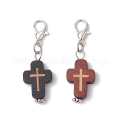 2 pendentif décoratif en forme de croix en bois naturel&nbsp;HJEW-JM03264