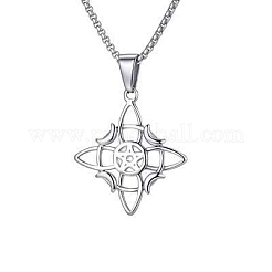 Colliers pendentifs vintage en acier inoxydable 304 avec nœud de sorcière&nbsp;WGBCAF0-01