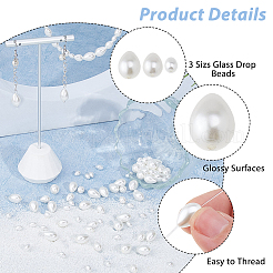3 filo 3 stili fili di perle di vetro perlate a forma di goccia&nbsp;GLAA-HS0001-11